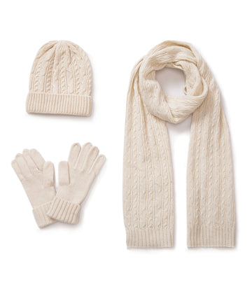 Set invernale 3 in 1 da donna con cappello, guanti e sciarpa in lana