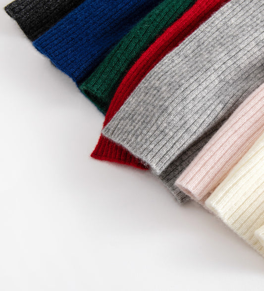 100% Cashmere Rib Knitted Scarf