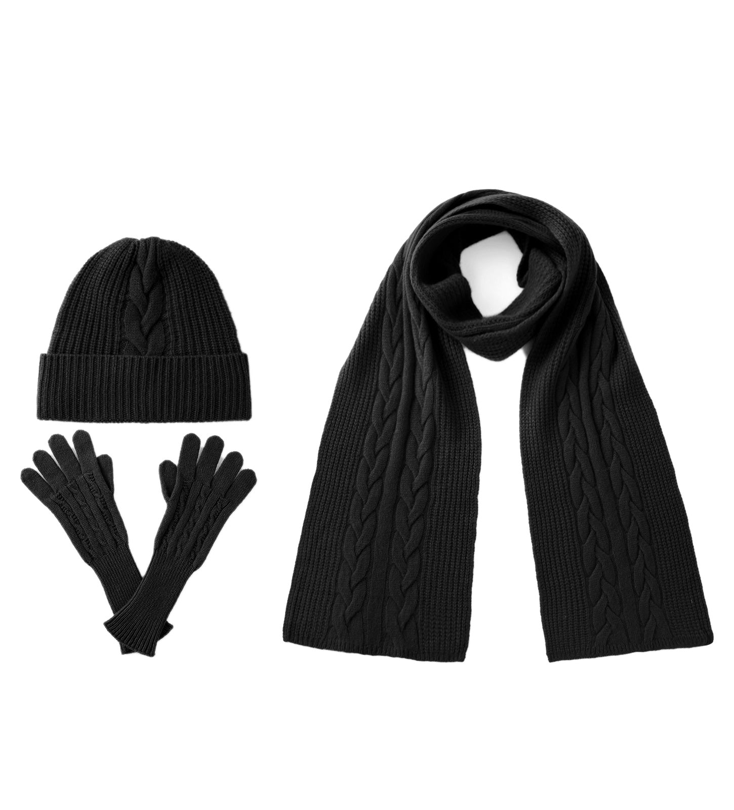 kaschmir schal und handschuhe 3-teiliges Set aus Schal, Mütze und Handschuhen aus 100 % reinem Kaschmir für Damen
