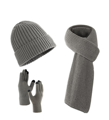 Unisex Scarves Beanie Hat Gloves Set with Fleece Lined