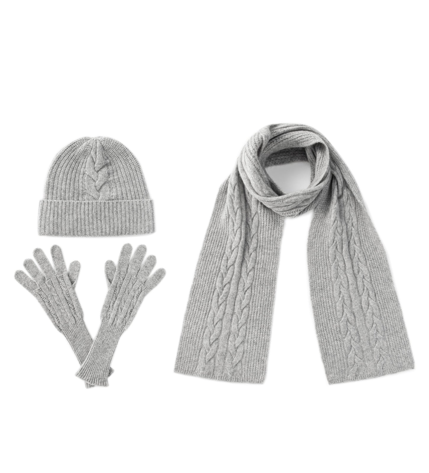 mütze schal handschuhe set damen kaschmir 3-teiliges Set aus Schal, Mütze und Handschuhen aus 100 % reinem Kasch