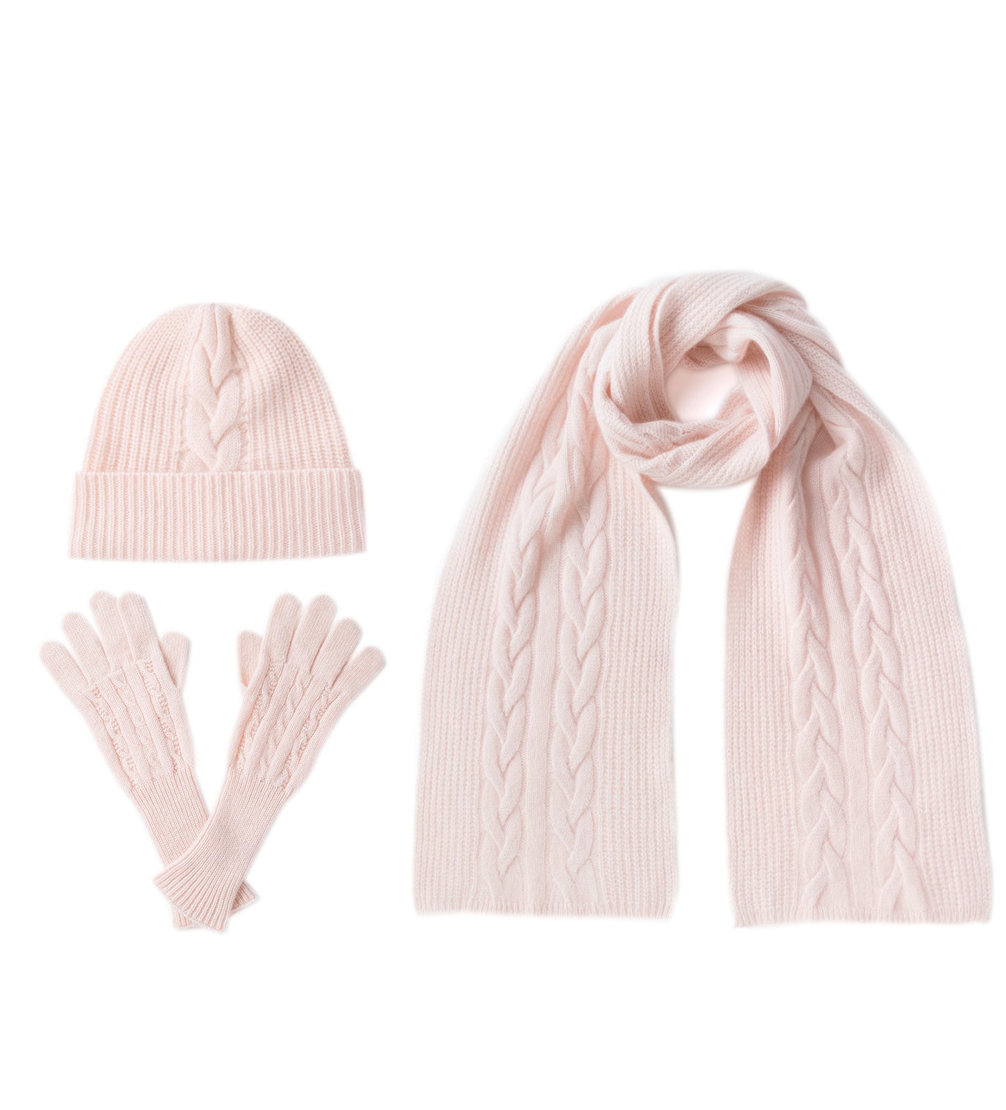 mütze schal handschuhe set damen kaschmir 3-teiliges Set aus Schal, Mütze und Handschuhen aus 100 % reinem Kasch