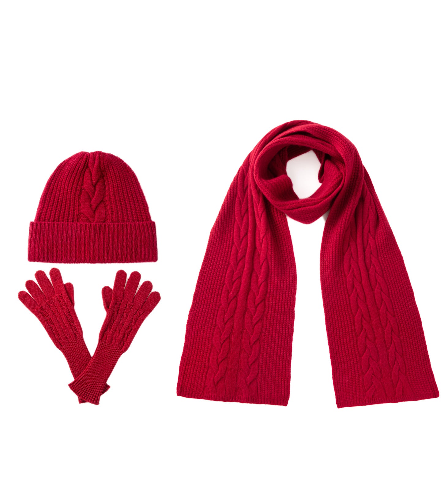 mütze schal handschuhe set damen kaschmir 3-teiliges Set aus Schal, Mütze und Handschuhen aus 100 % reinem Kasch