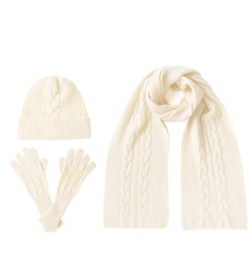 Women's 3 Piece 100% Pure Cashmere Scarf Hat & Gloves Set